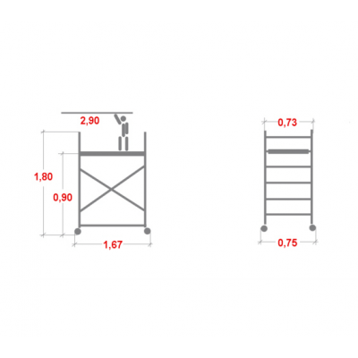 Rusztowanie aluminiowe jezdne Faraone Compact XS A.KIT (0,75x1,80m) wys. rob. 2,90m